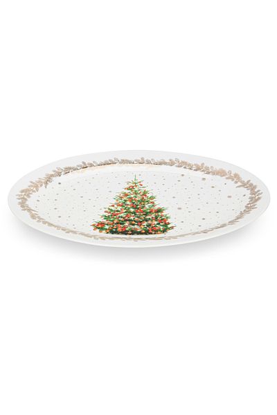 Fissman Oval Dinner Plate 30x20cm, Christmas-Themed Design Platter Plate, Festive Decorative Plate