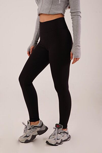 Hipo Trend Rebrasto Visok struk Pleteno Crne tajice