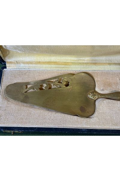 tayfuntufan antika koleksiyon 1960S French Gold and Silver Plating Serving Spatula - Spatula Length 25.5 cm