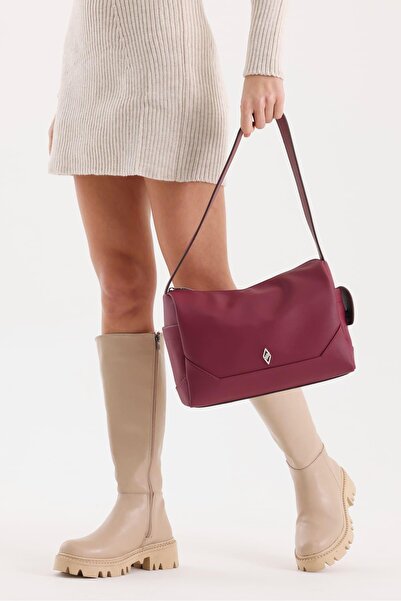 Aron Atelier Laura Burgundy Soft Flotr Leather Women's Shoulder Bag