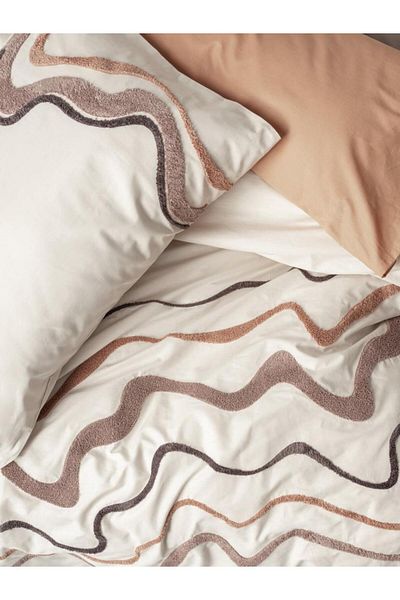 ŞENER HOME Комплект двоен плик за завивка CottonBox Puff с бродерия - Molende Caramel