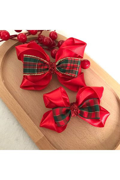By G Tasarım New Year's Mother-Daughter Red Ribbon Combination Buckle