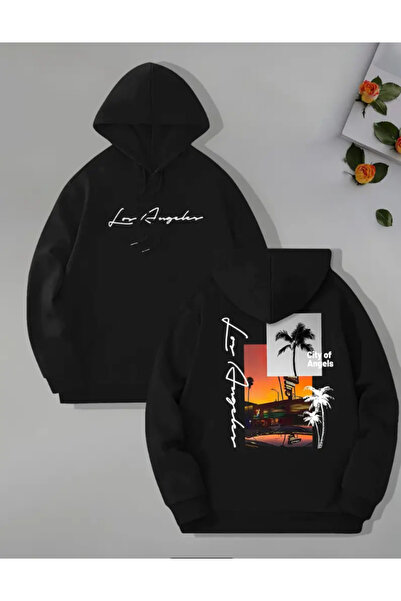 Marco Fresco لوس أنجلوس مطبوع سويت شيرت للجنسين بغطاء رأس