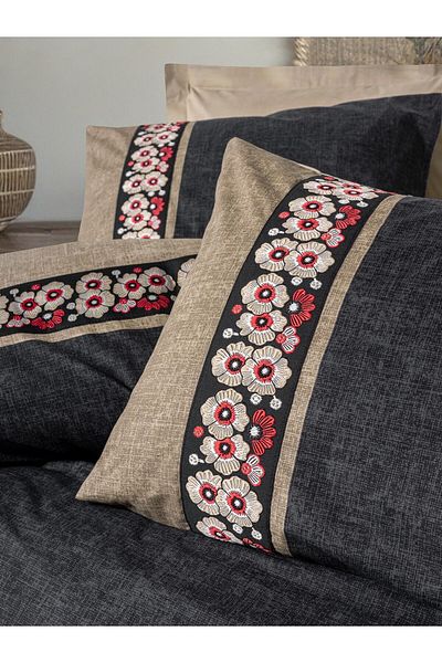 ŞENER HOME CottonBox Folk Art - Διπλό σετ κρεβατιού Yamka Beige