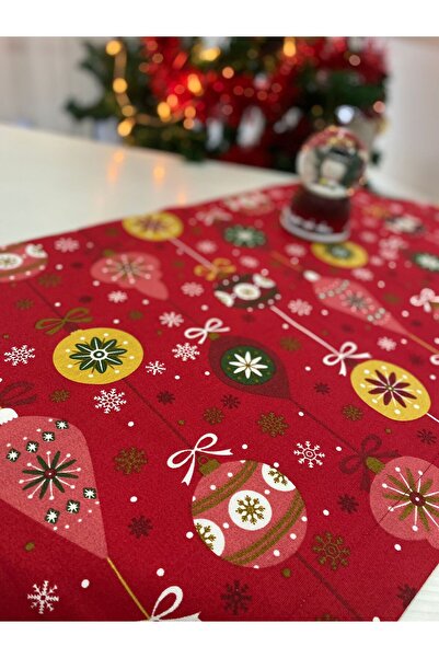 Home 2025 New Year Runner - Red Green Beige, Snow Stain Resistant Live 140X40