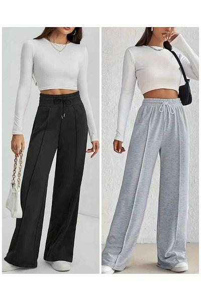 CNG MODA 2-Piece Sweatpants Set with 2 Thread Wide Legs