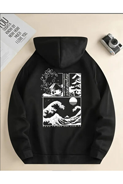 Marco Fresco Hanorac unisex cu imprimeu Mountain Sun Sakura