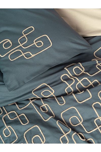 ŞENER HOME Σετ Παπλωματοθήκης CottonBox Brode Διπλό Κεντημένο - Kerja Beige