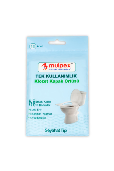 Mulpex Tek Kullanımlık Suda Çözünür Klozet Kapak Örtüsü - 10 lu Paket