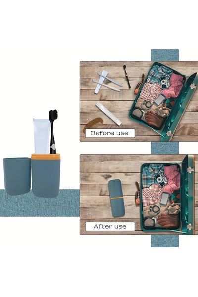 MAİN SHOP 2Pcs Green Color Portable Travel Type Toothbrush and Paste Storage Container 19.8 X 7.2cm