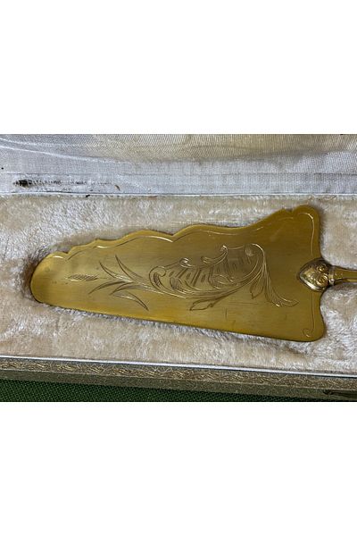 tayfuntufan antika koleksiyon 1960S French Gold and Silver Plating Serving Spatula - Spatula Length 30.5 cm