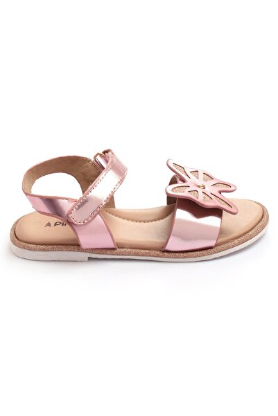 Pine kids Sandals with Velcro Closure and Butterfly Applique- Pink