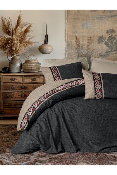 ŞENER HOME CottonBox Folk Art - Διπλό σετ κρεβατιού Yamka Beige
