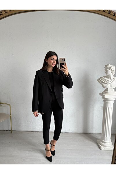 Bade Butik Pantaloni Arvin cu nervuri negre