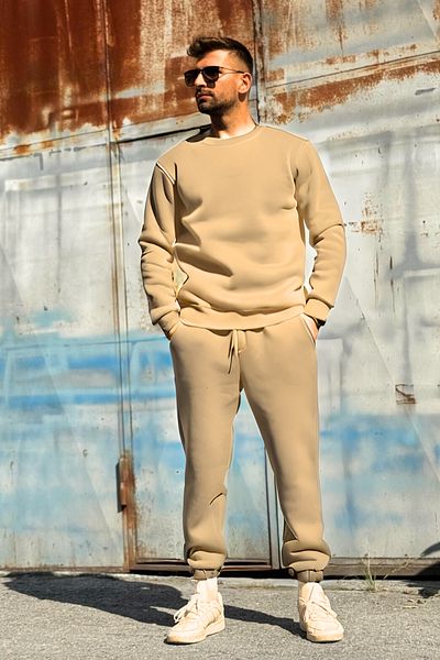 BayBayan Ανδρικό Σετ Φόρμας Crew Neck 3 Thread