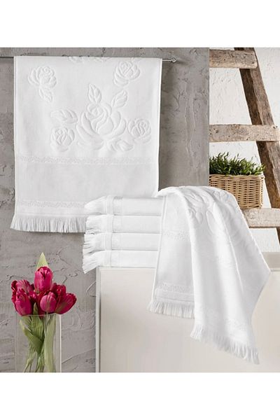 Fiesta White Soft Etamine Embroidered Girl's Towel Set
