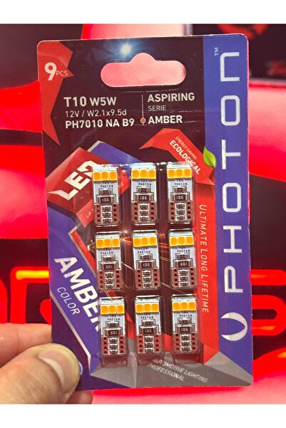 derin car design T10 W5W Park ve Plaka Ampulü 9 Lu ULTRA GÜÇLÜ 12 Volt