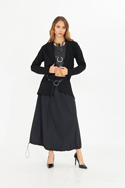 LAMANTE SİYAH TASARIM CROP CEKET