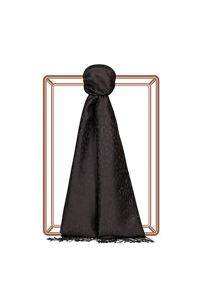 ipekevi Black Patterned Silk Shawl 5784