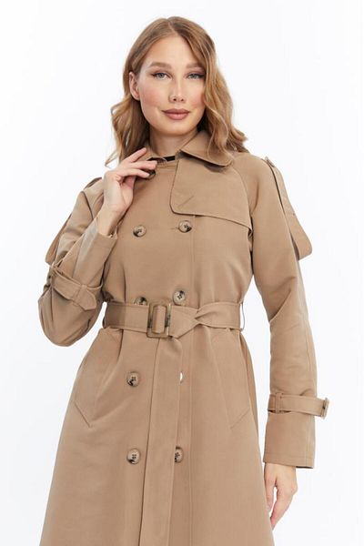 Jamila Lined Cotton Women's Trench Coat-cap