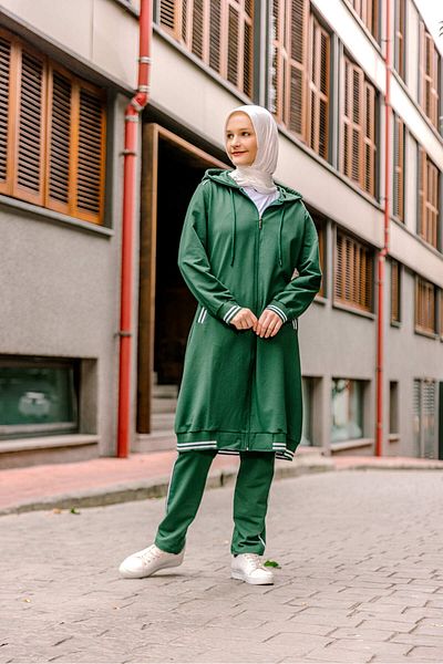 SELF CONTROL Σετ φόρμας Green Hijab - Διπλό Τούνικ