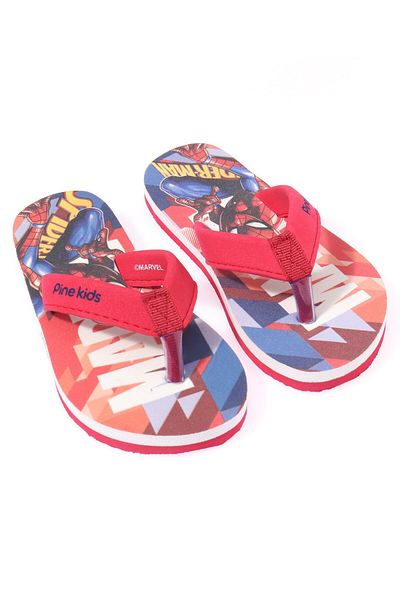 Pine kids Slip On Style Flip Flops Spider Man Print Red