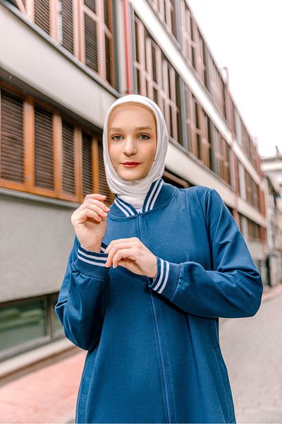 COSMOS BOX Indigo Γυναικεία Φούτερ Hijab - Σετ Τριπλό Τούνικ