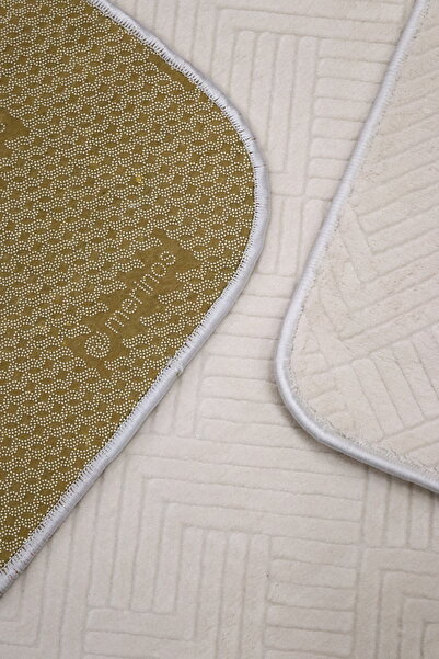 melian Σετ πατάκια μπάνιου με αντιολισθητική βάση, ανάγλυφα, 3 τεμάχια 80x50 40x50 80x80