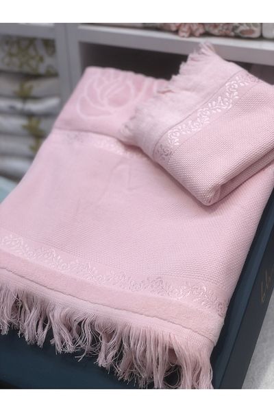 Fiesta Powder Pink Soft Etamine Towel Set with Mother and Daughter