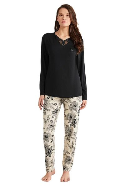 Penyemood Soft Textured Fabric V-Neck Long Sleeve Women's Pjamas Suit