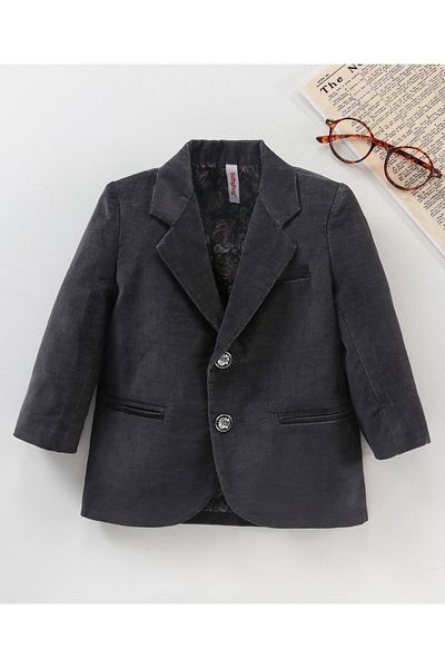 Babyhug Babyhug Full Sleeves Solid Blazer - Charcoal Grey