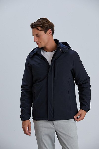 PIQUE Stretchy Comfortable Fit Men's Coat with Detachable Hood