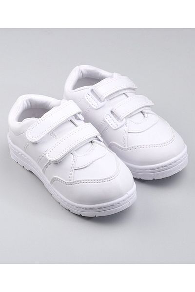 Pine kids School Shoes With Velcro Closure Solid- White