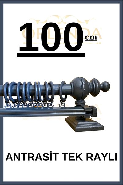 Orlenda Umeraș pentru perdea rustică cu o singură șină antracit 100cm