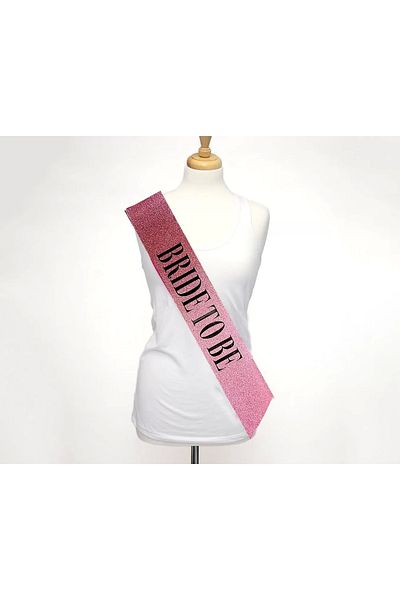 sedu Pink and Black Big Bride to Be Written Glittery Sparkling Girdle Belt 10 cm Width