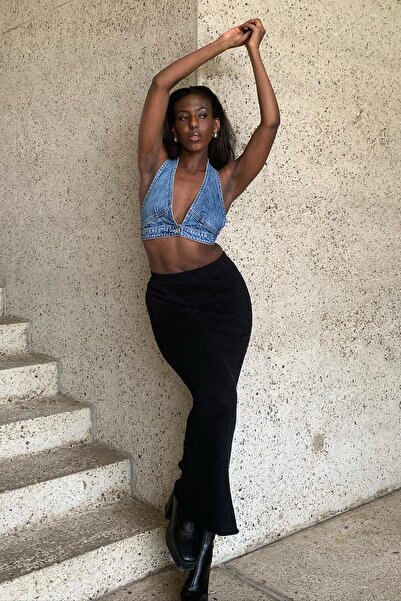 Madmext MG1890 Černá Maxi základní sukně