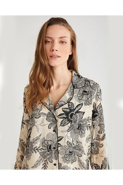 Penyemood GULER DE CAMĂȘĂ SET PIJAMA FEMEI CU MÂNECĂ LUNGĂ CU NASTURI