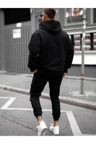 EVIus Hooded Los Angeles Printed 100% Cotton Full Winter Oversized Tracksuit Set with Full Lining Inside