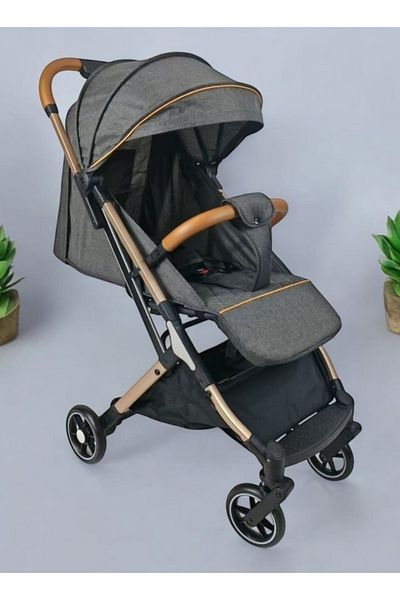 BabyCara Ultra Lightweight Baby Stroller Gold Frame Compact Folding for Travel Cabin