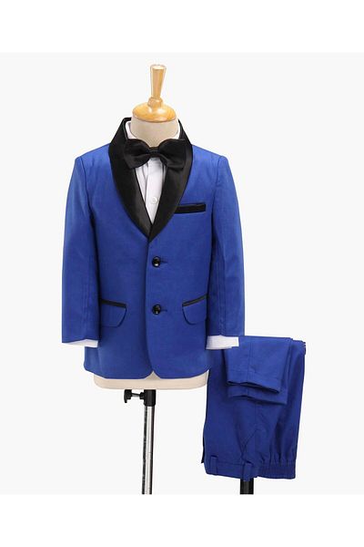 Babyhug Full Sleeves Solid Party Suit with Bow Tie - Royal Blue