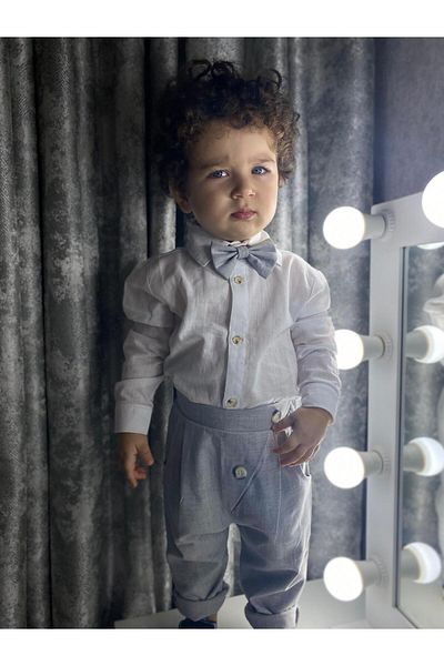 Z KİDS Gray Front Two Buttons Kids Baby Set