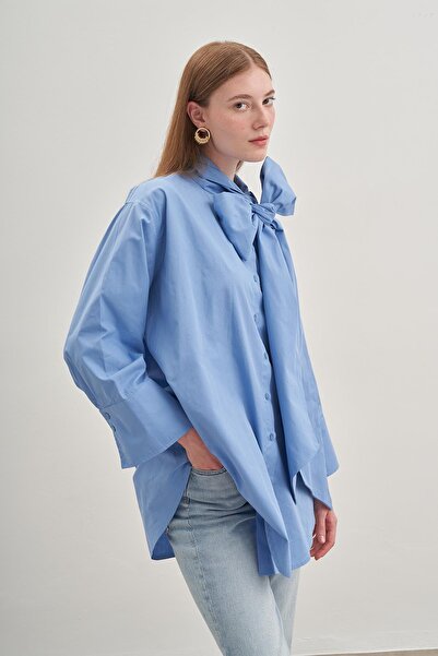 Fahhar Blue Poplin Shirt - Wide Tie