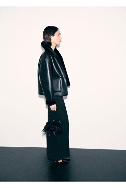 MANGO Woman Short Handle Feather Detailed Bag