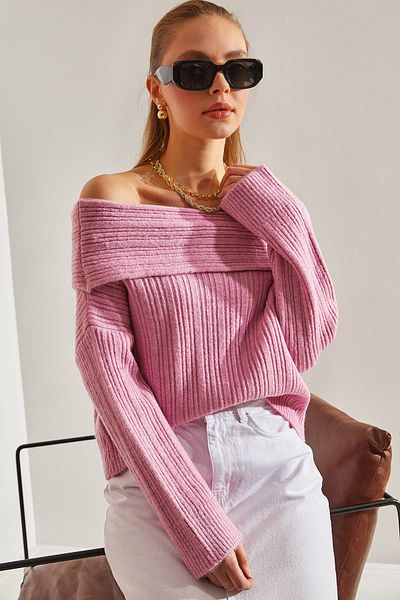 Mila Pink Degaje Collar Sweater