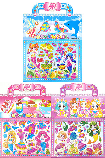 BP Tattoo Sticker Set - 3'lü Deniz Kızı Giydirmeli ve Boyama Desenli Sticker ...