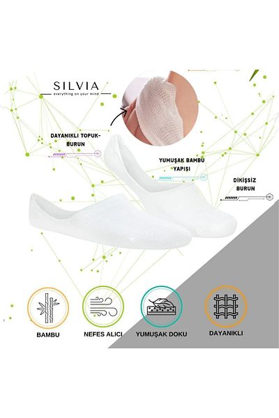 Design Socks Silicone Seamless Bamboo Nyless Ballet Socks 3-Piece