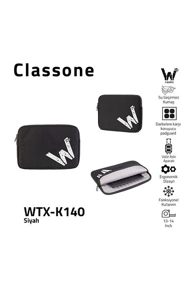 Classone Wtx-k140 13-14 بوصة قماش مقاوم للماء - ماك بوك، اير، حافظة كمبيوتر محمول، اسود
