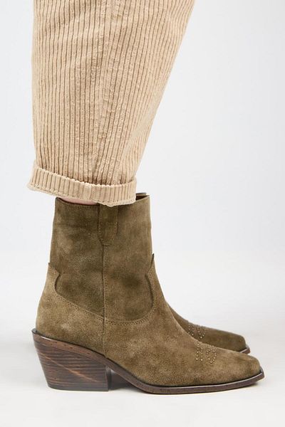 Manijero (Gona) Women's Genuine Leather Front Trock Cowboy Special Antique Khaki Boots