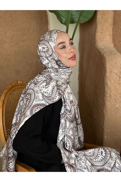 Modakaşmir Şal mătăsos cu model Chintz