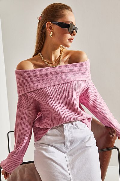 Mila Pink Degaje Collar Sweater
